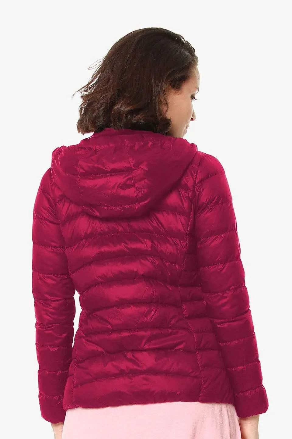 Belle Hooded Woven Maternity Jacket Magenta