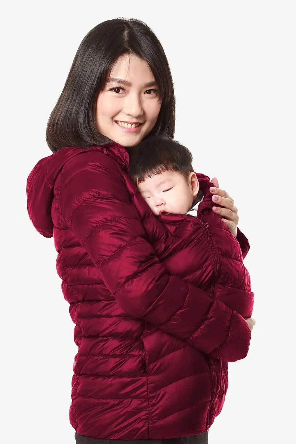 Belle Hooded Woven Maternity Jacket Magenta