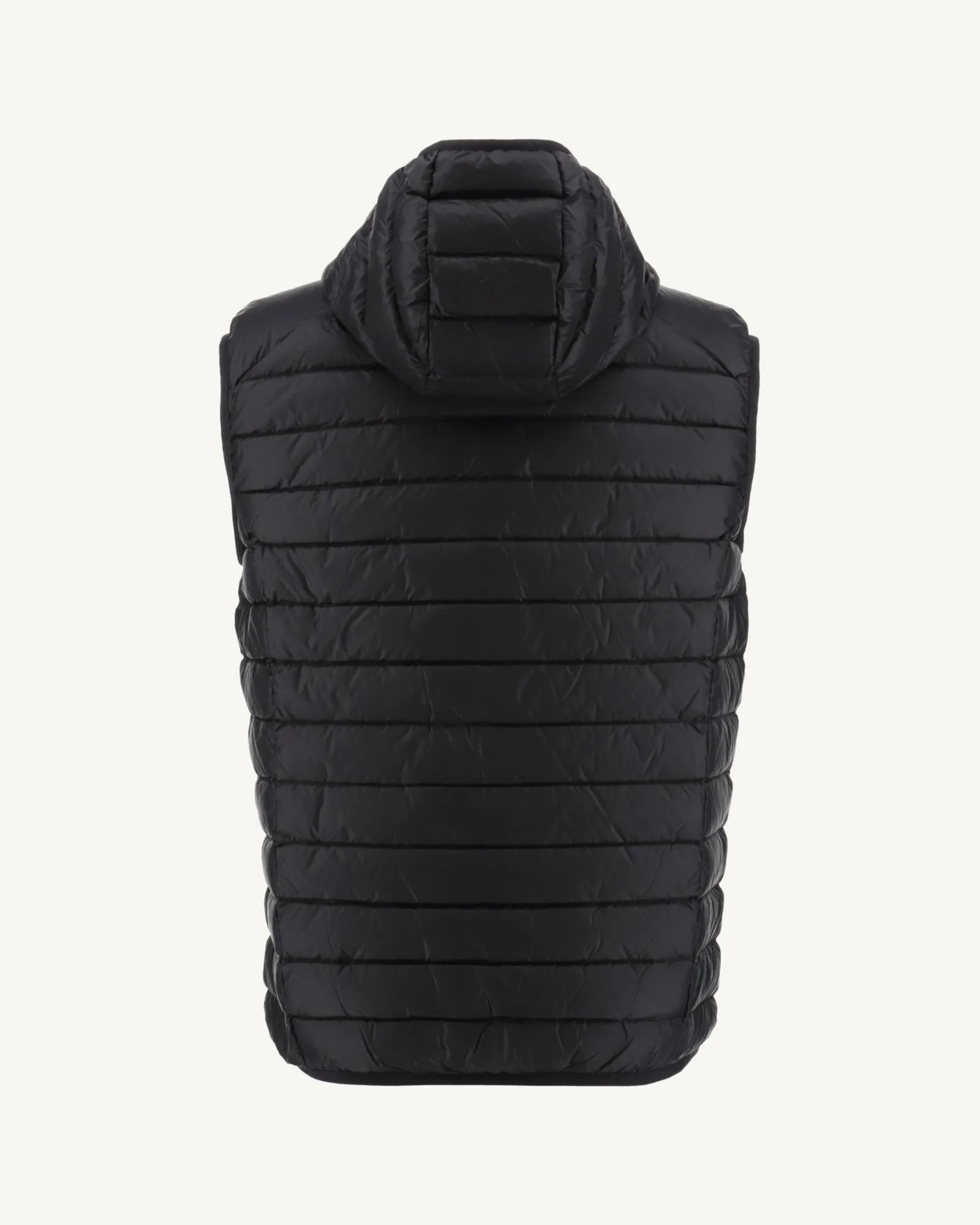 Black Hooded sleeveless down jacket Pat