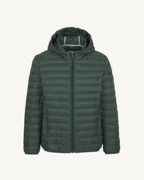 Celadon green Hugo kid's lightweight hooded puffer jacket