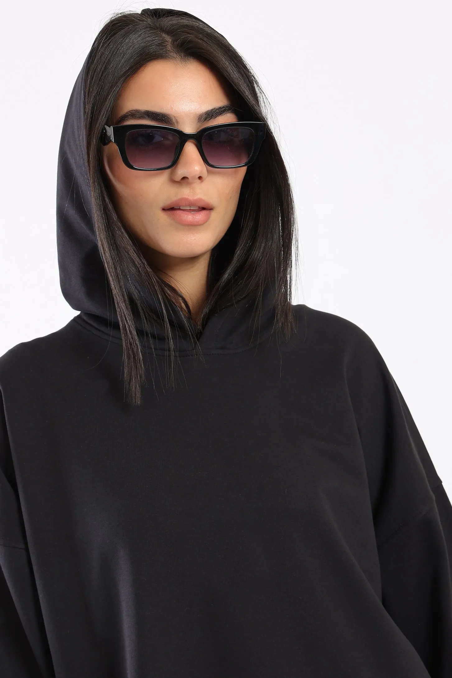 EASY DAY OVERSIZED HOODIE DRESS - BLACK