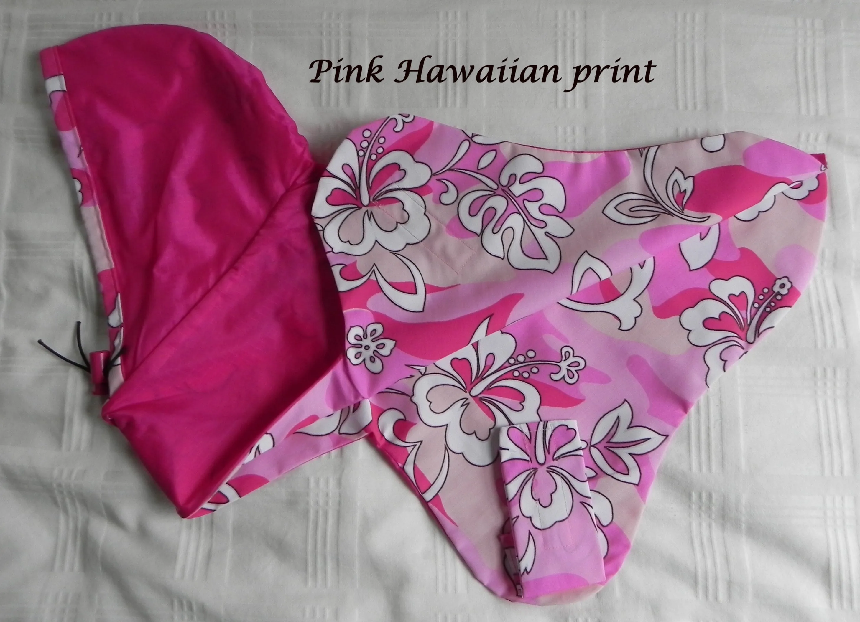 Raincoats for Pugs: Tropical Rain Hoodie Fuschia/Floral or Hawaiian print